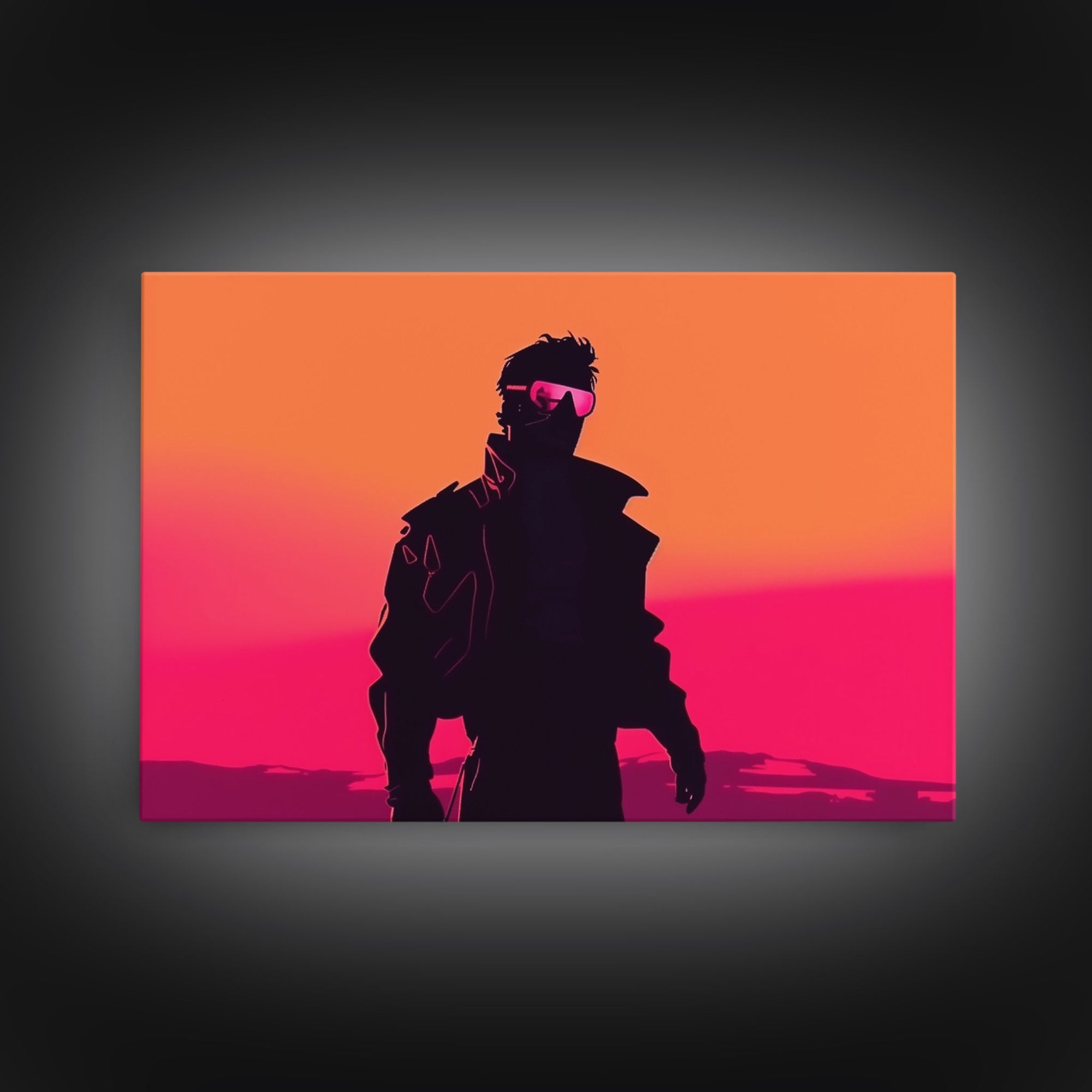 Punk Wall Art | Framed Canvas Print | Living room art | Outrun Style | Retro | Synthwave Style | Wonderful art | Warm colors | Black shadow