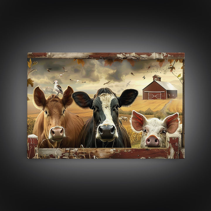 Cute Farmhouse Animal Print, Window Art, Wall Art, Home Decor, Wall Decor, Cute Farmhouse Kitsch Living Room Art