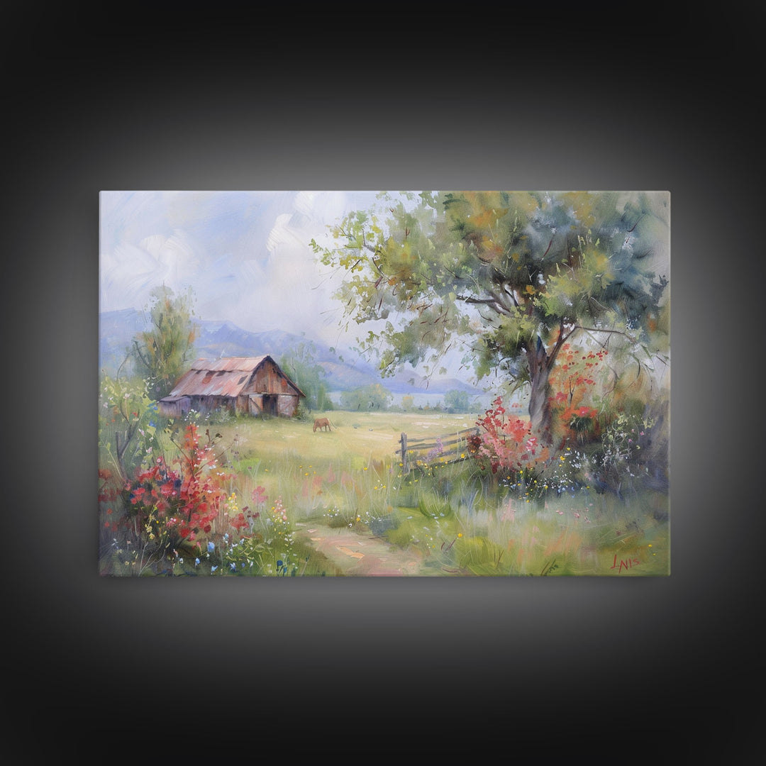 Primitive / Rustic Wall Art | Framed Canvas Print | Home Decor Gift | Housewarming Gift | Vintage Country Art | Minimalist Watercolor