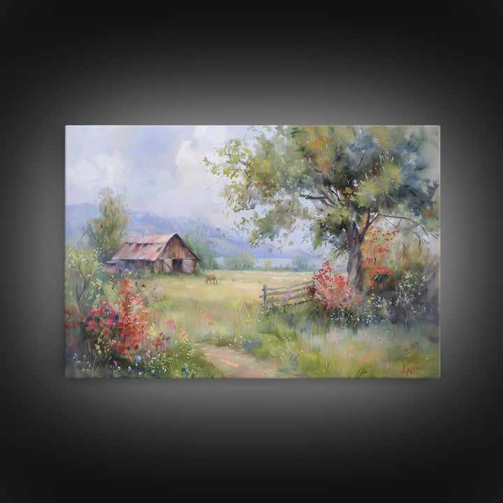 Primitive / Rustic Wall Art | Framed Canvas Print | Home Decor Gift | Housewarming Gift | Vintage Country Art | Minimalist Watercolor