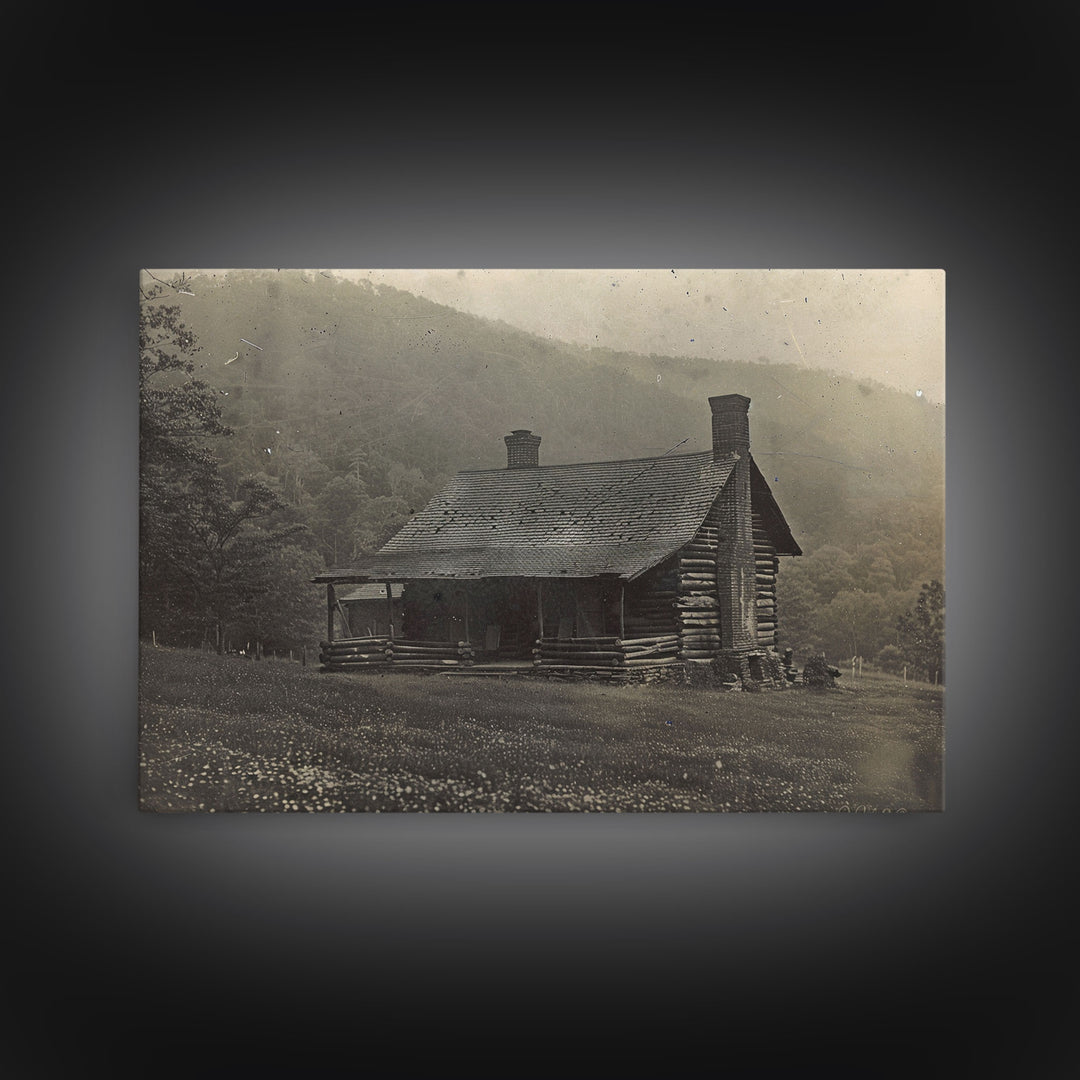 Cabin Wall Art Framed Canvas Print Or Metal Art Print, Pine Forest, Tin Type Photography Style Wall Art, Rustic Farmhouse / Western Decor