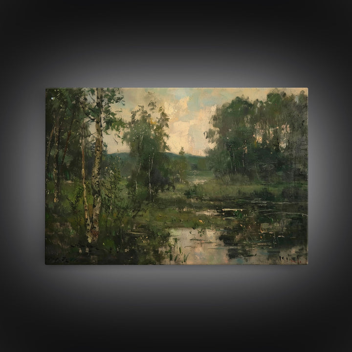 Early American Landscape Painting Framed Canvas Print | Oil Painting Print | Metal Art | Landscape Painting | Living Room Art | Home Decor