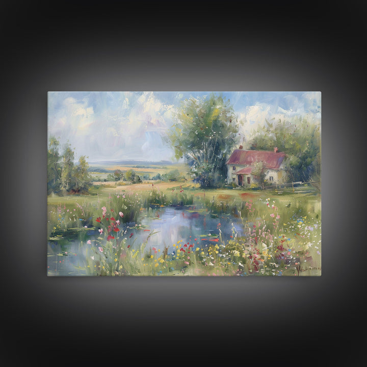 Cottagecore Farmhouse Print, Framed Wall Art, Wood Frame Art, Metal Print, Wall Art, Large Art, Landscape Painting, Country Decor