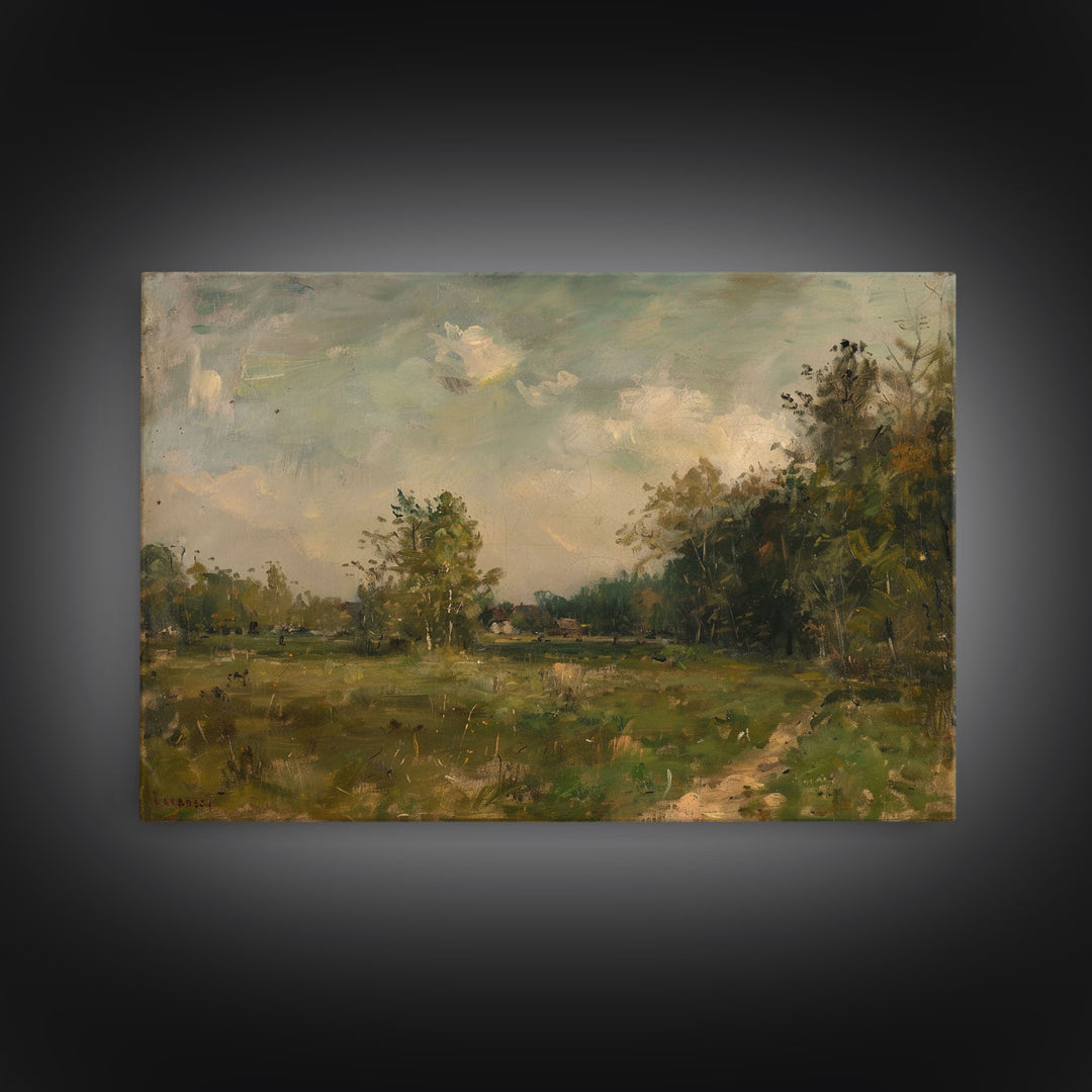 Slightly Scorched Vintage Landscape Painting Print | Framed Wall Art Or Metal Print | Home Decor | 40x60 Art | Huge Art | Living Room Decor