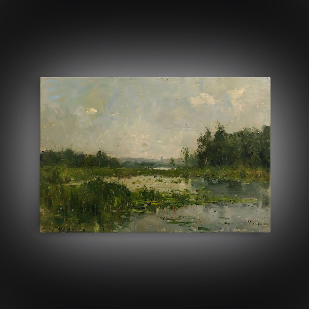 By The Water - Framed Canvas Print, English Landscape, Painting Print On Canvas Or Metal, Living Room Decor