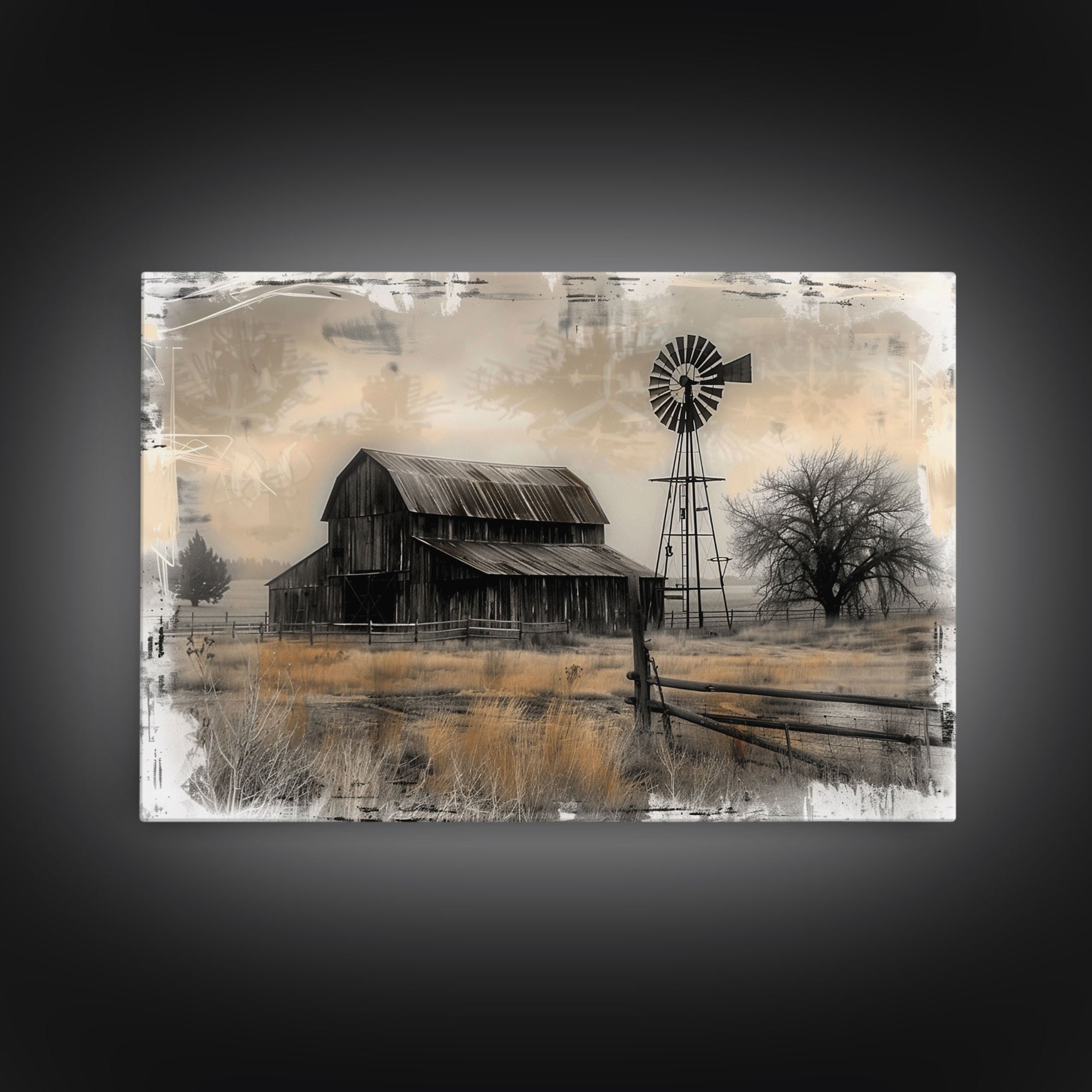 Farmhouse Barn Wall Art Canvas Print Painting Metal Art Vintage Decor Country Art Wood Frame Art Rustic Primitive Art Old Barn Painting