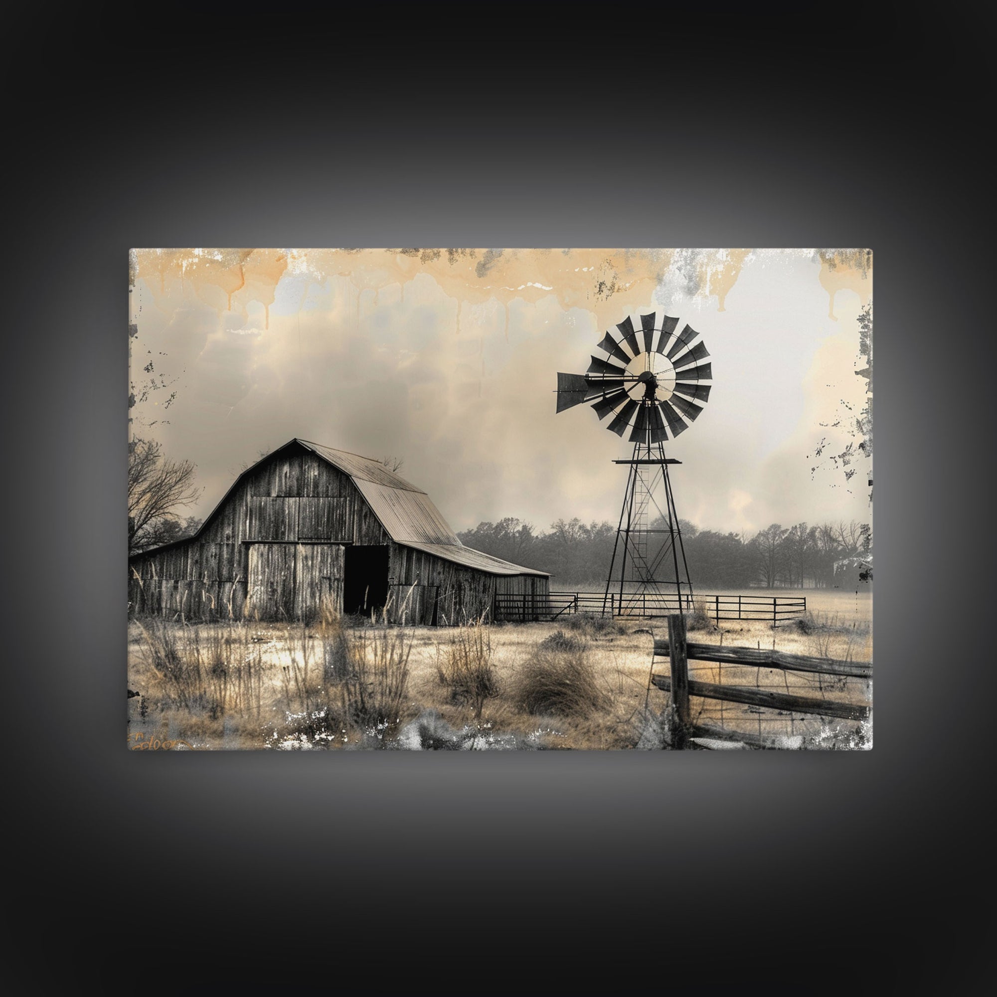 Minimalist Farmhouse Barn Wall Art Canvas Print Painting Metal Art Vintage Decor Country Art Frame Art Rustic Primitive Art Old Barn