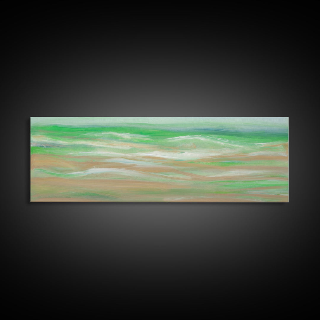 Abstract Green Ocean Wall Art Canvas Print, Minimalist Ocean Art, Seascape Wall Decor, Wall Art, Panoramic, Wall Art, Canvas Print
