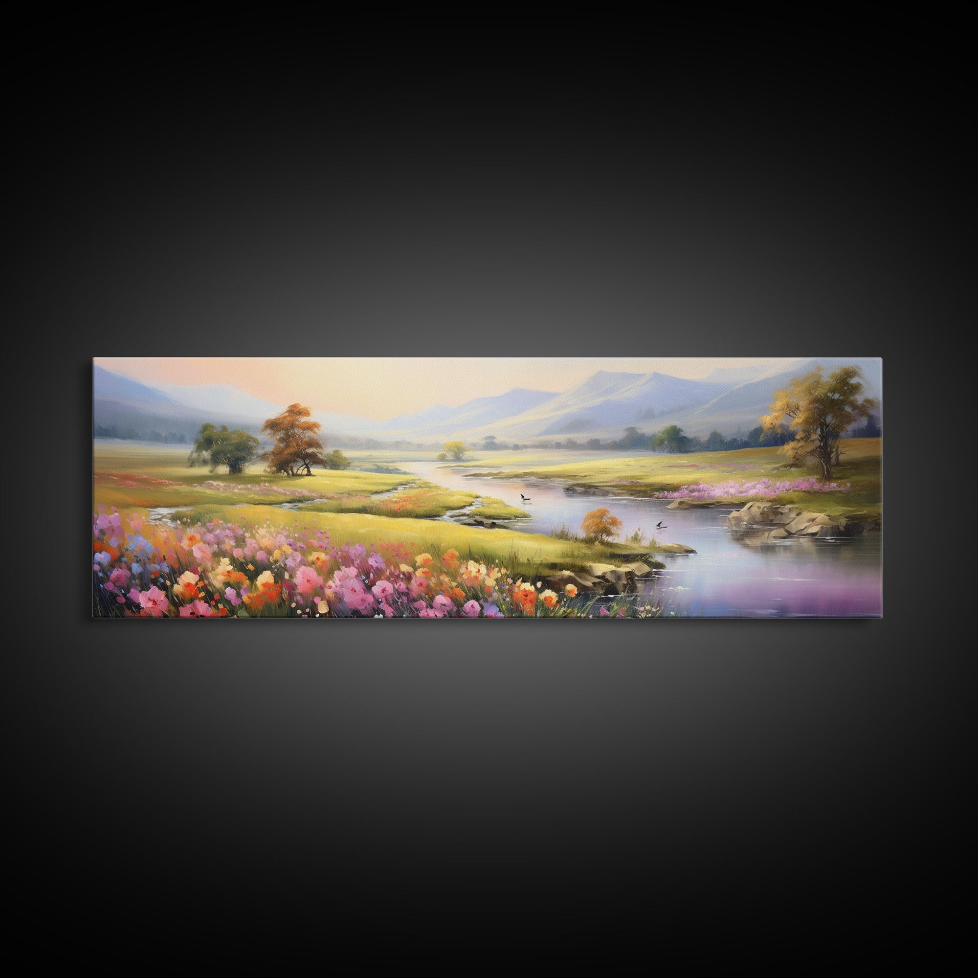 Panoramic Mountain and Forest Canvas Wall Art, Hill and Trees Canvas Wall Decor, Nature and Forest Decoration, Canvas Print Home Decor