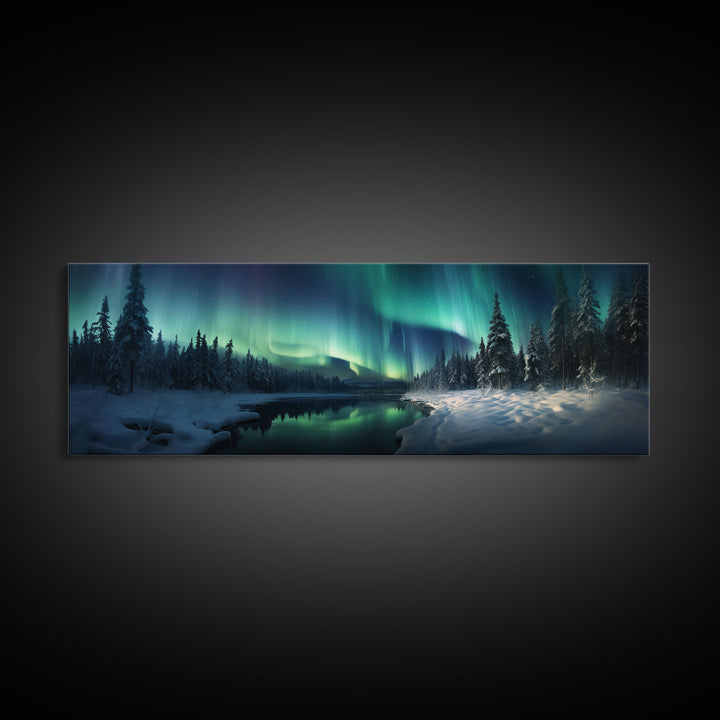 Northern lights canvas wall art Forest print Aurora Borealis Night Sky canvas Nature wall art Northern lights Landscape Framed Wall Art