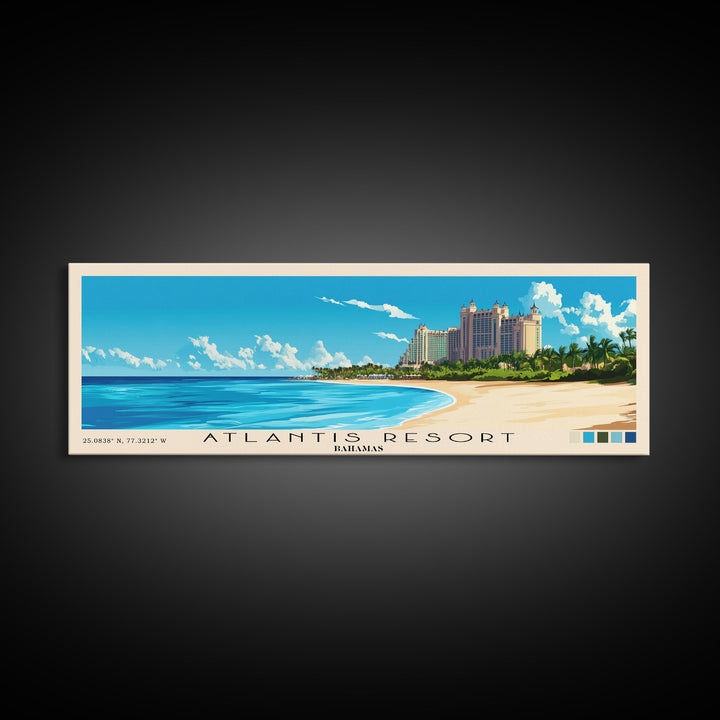Atlantis Resort, Bahamas Panoramic Print, Vacation Gift, Bahamas Wall Art, Vacation Wall Art, Vacatation Memories, Beach Decor, Beach Or Lakehouse Art