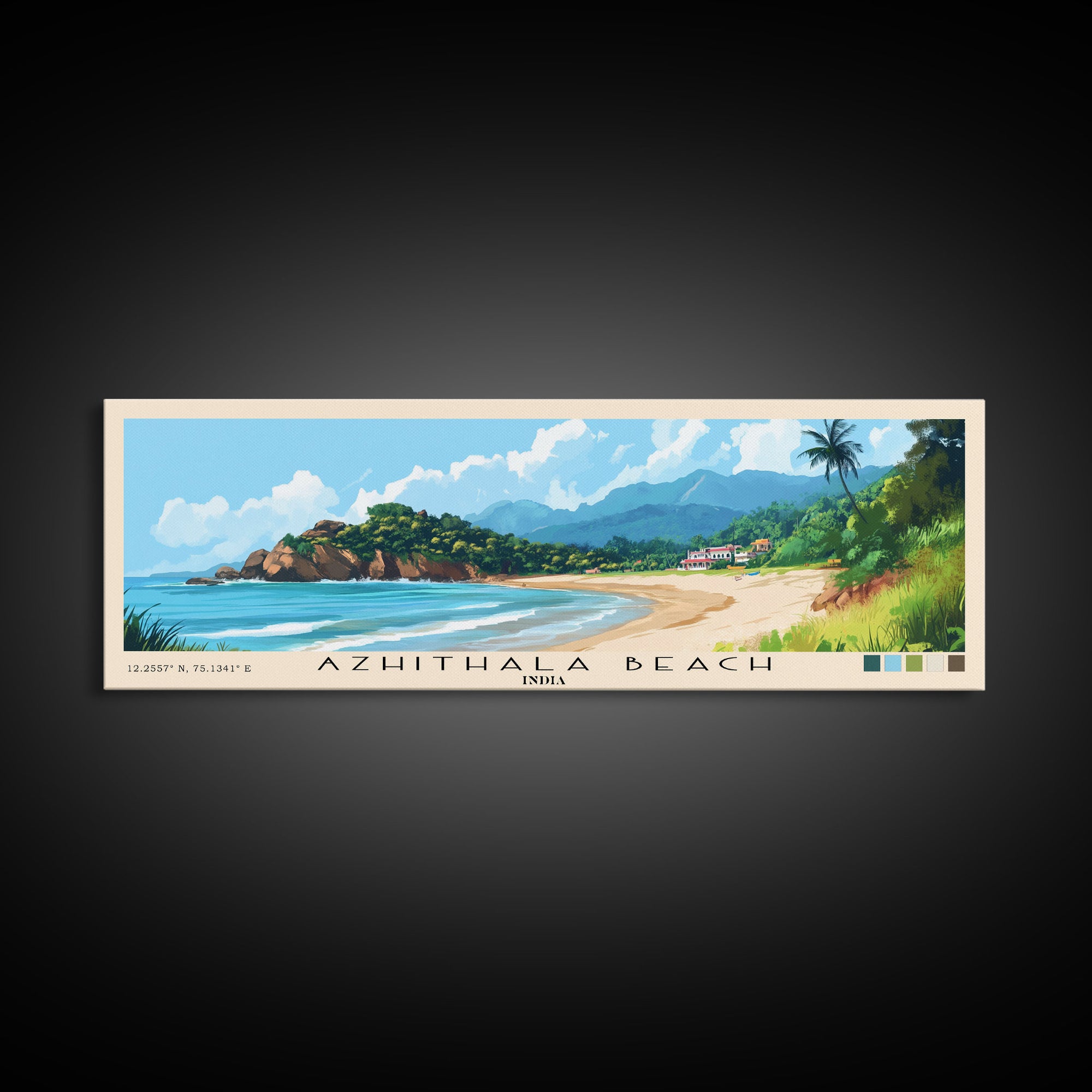 Azhithala Beach, India Panoramic Print, Vacation Gift, India Wall Art, Vacation Wall Art, Vacatation Memories, Beach Decor, Beach Or Lakehouse Art