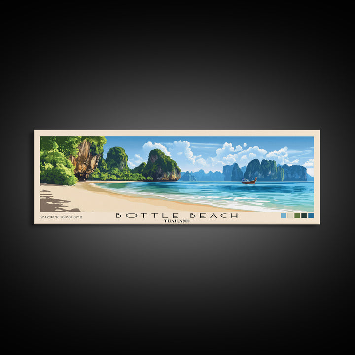 Bottle Beach, Thailand Panoramic Beach Print, Vacation Gift, Thailand Wall Art, Beach Painting, Beach Decor, Beach Painting