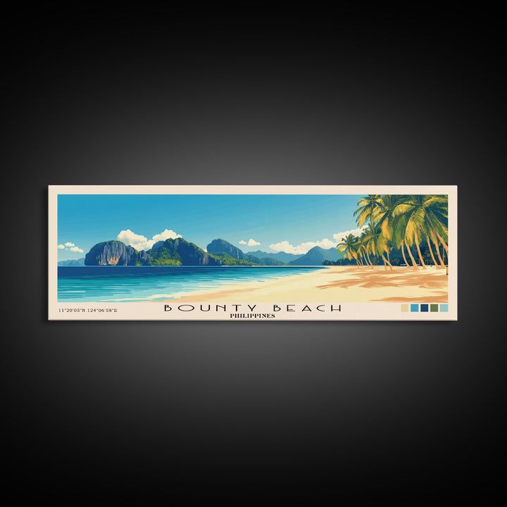Bounty Beach, Philippines Panoramic Beach Print, Vacation Gift, Philippines Wall Art, Beach Painting, Beach Decor, Beach Painting