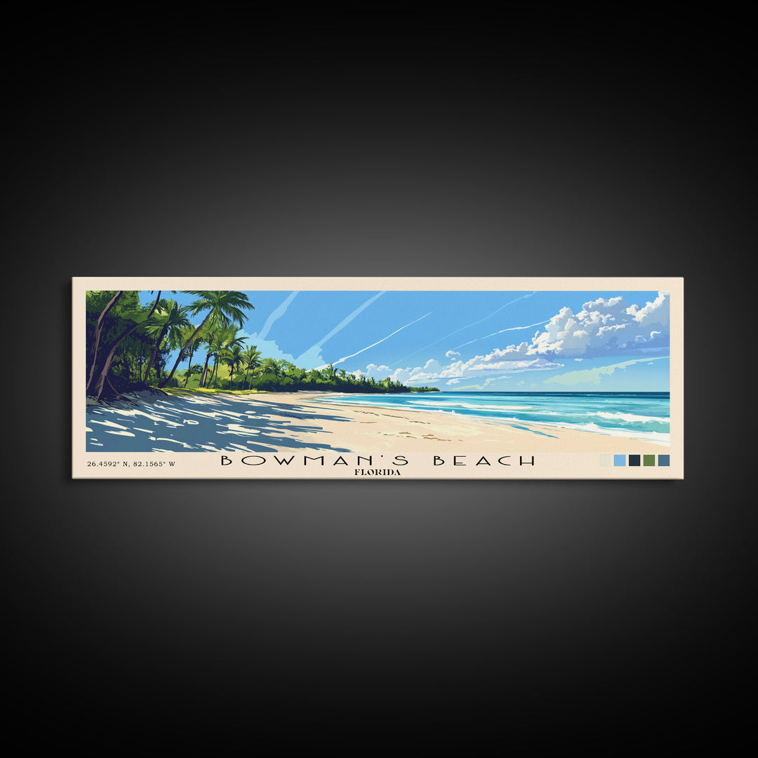 Bowman’s Beach, Florida Panoramic Print, Vacation Gift, Florida Wall Art, Beach Painting, Beach Decor, Large Wall Art, Wood Frame Art