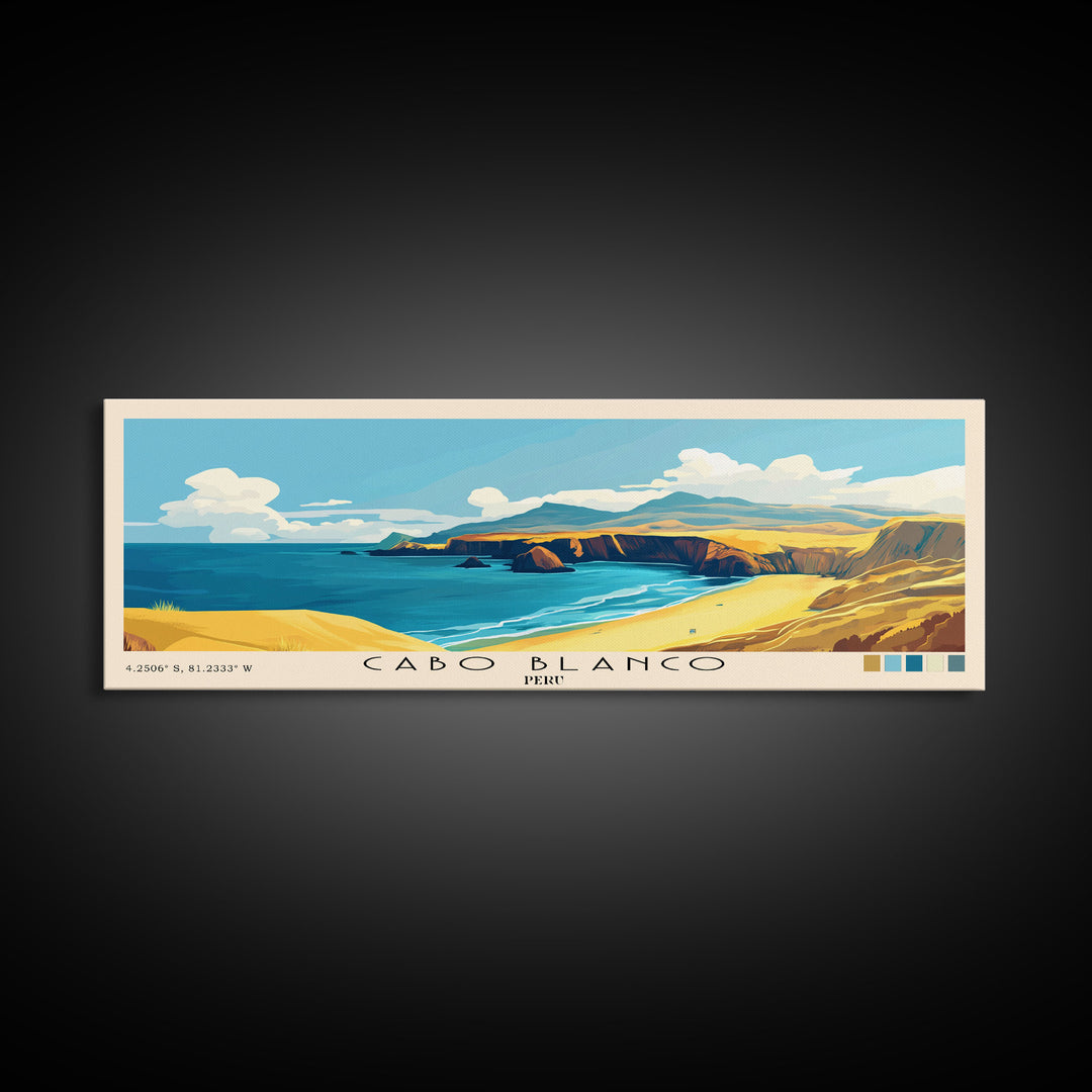 Cabo Blanco, Peru Panoramic Print, Vacation Gift, Peru Wall Art, Vacation Wall Art, Vacatation Memories, Beach Decor, Beach Or Lakehouse Art