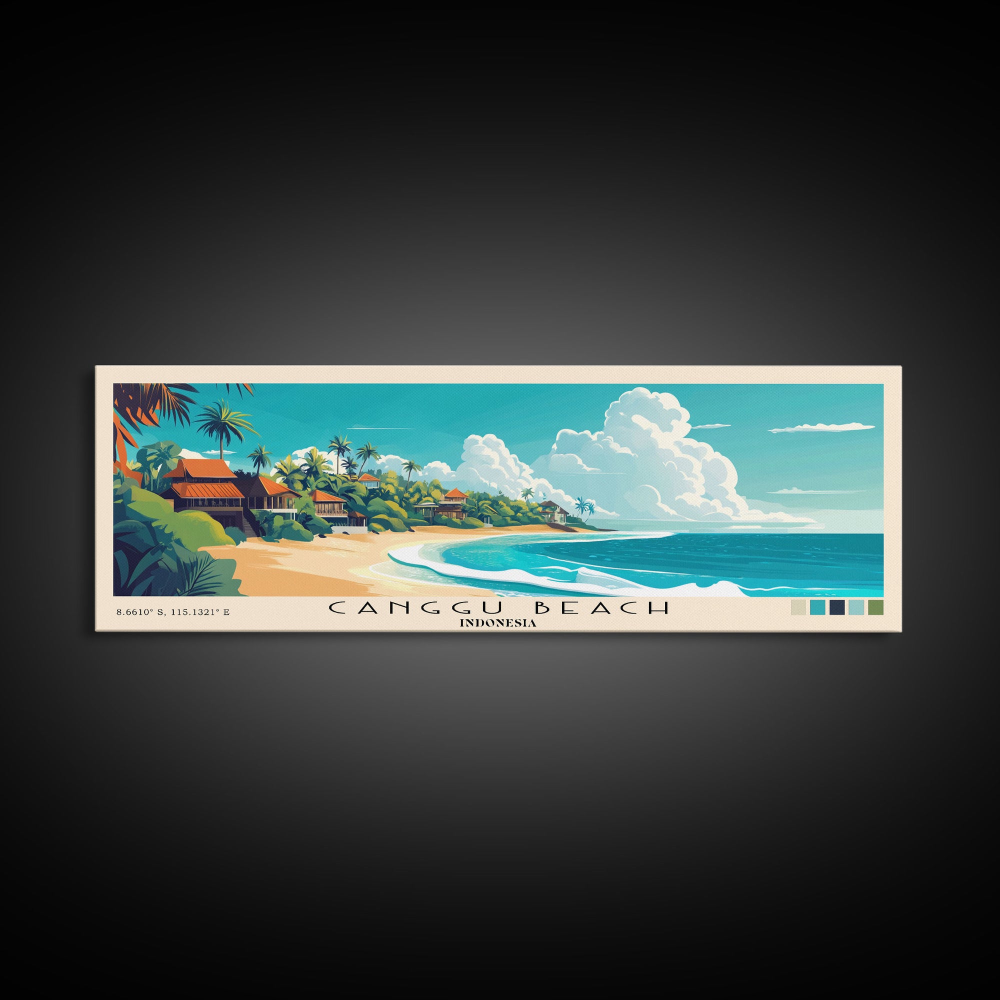 Canggu Beach, Indonesia Panoramic Print, Vacation Gift, Indonesia Wall Art, Beach Painting, Beach Decor, Beach Or Lakehouse Art