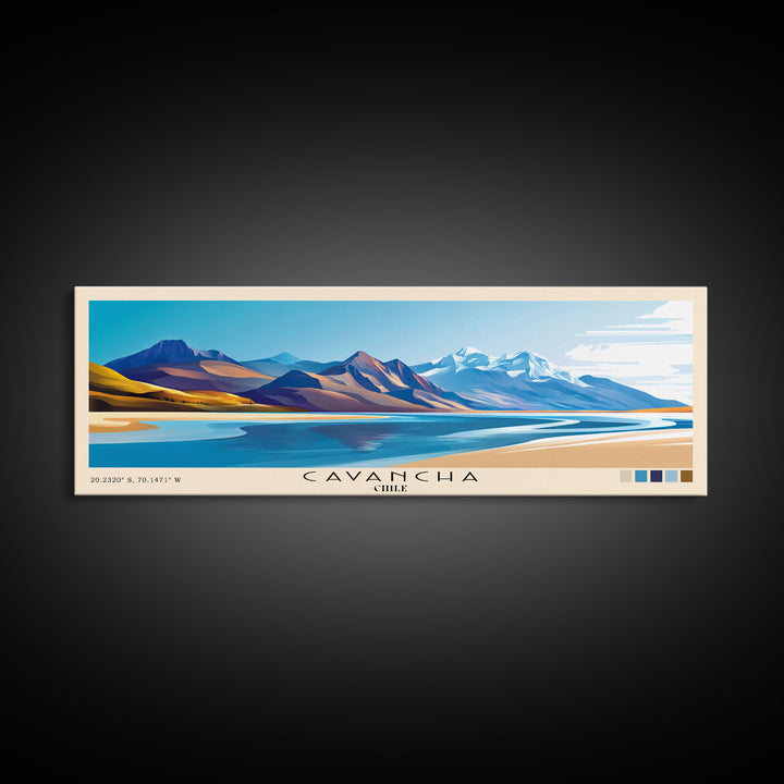 Cavancha, Chile Panoramic Print, Vacation Gift, Chile Wall Art, Beach Painting, Beach Decor, Large Wall Art, Wood Frame Art