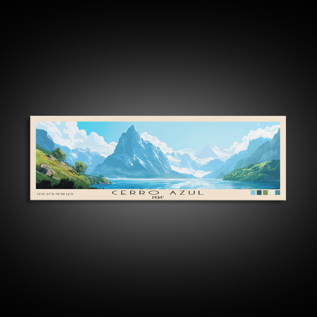 Cerro Azul, Peru Panoramic Print, Vacation Gift, Peru Wall Art, Beach Painting, Beach Decor, Large Wall Art, Wood Frame Art