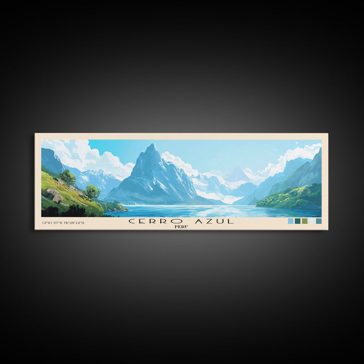 Cerro Azul, Peru Panoramic Print, Vacation Gift, Peru Wall Art, Beach Painting, Beach Decor, Large Wall Art, Wood Frame Art