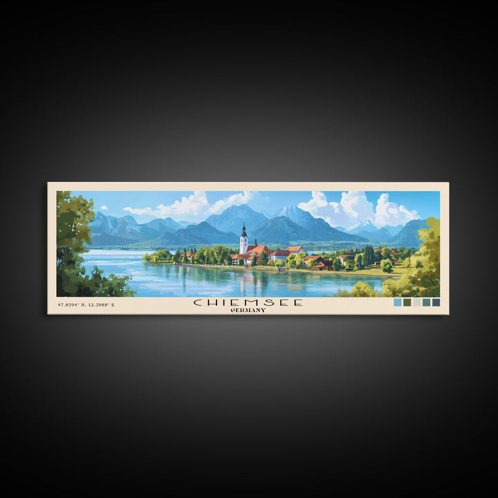 Chiemsee, Germany Panoramic Print, Vacation Gift, Germany Wall Art, Beach Painting, Beach Decor, Beach Or Lakehouse Art