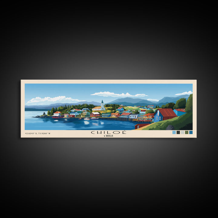 Chiloé, Chile Panoramic Print, Vacation Gift, Chile Wall Art, Beach Painting, Beach Decor, Large Wall Art, Wood Frame Art