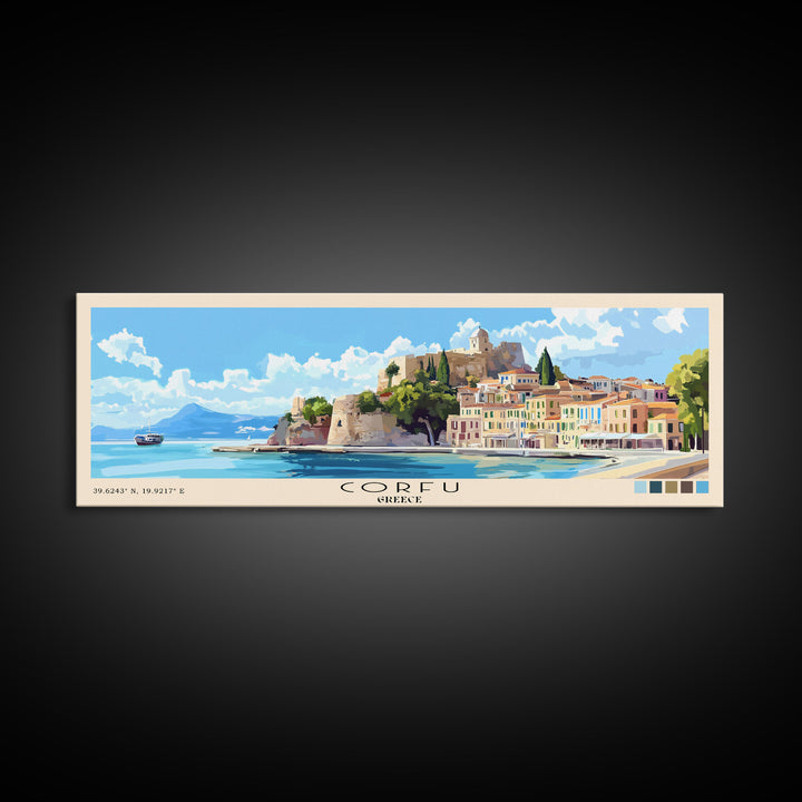 Corfu, Greece Panoramic Print, Vacation Gift, Greece Wall Art, Vacation Wall Art, Vacatation Memories, Beach Decor, Beach Or Lakehouse Art