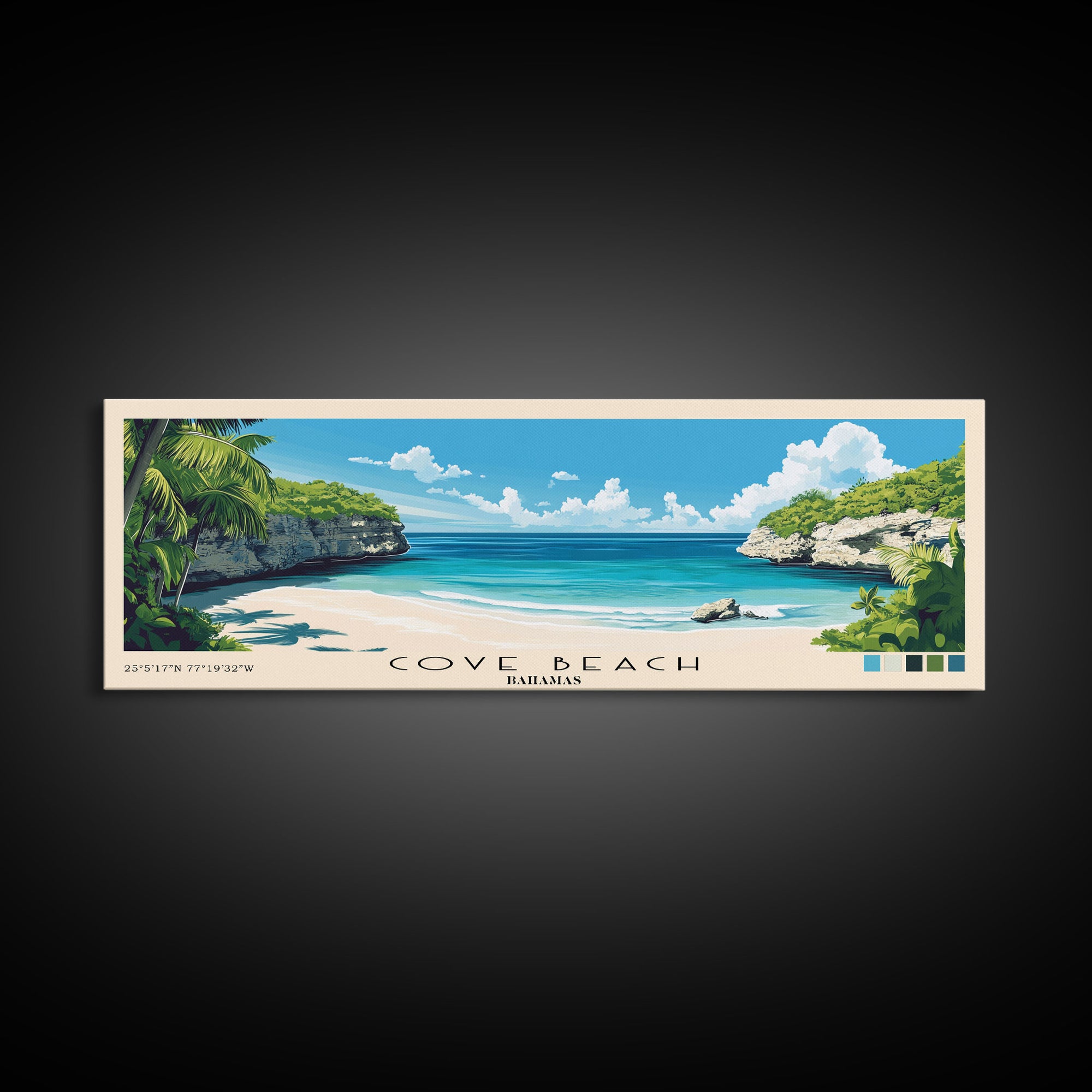 Cove Beach, Bahamas Panoramic Print, Vacation Gift, Bahamas Wall Art, Vacation Wall Art, Vacatation Memories, Beach Decor, Beach Or Lakehouse Art