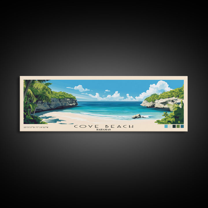 Cove Beach, Bahamas Panoramic Print, Vacation Gift, Bahamas Wall Art, Vacation Wall Art, Vacatation Memories, Beach Decor, Beach Or Lakehouse Art