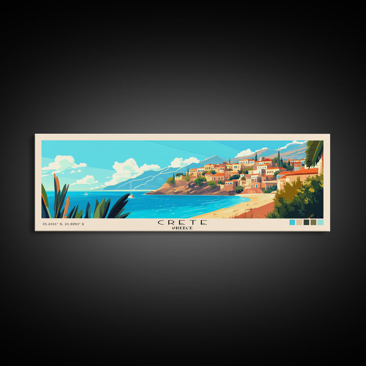 Crete, Greece Panoramic Print, Vacation Gift, Greece Wall Art, Vacation Wall Art, Vacatation Memories, Beach Decor, Beach Or Lakehouse Art