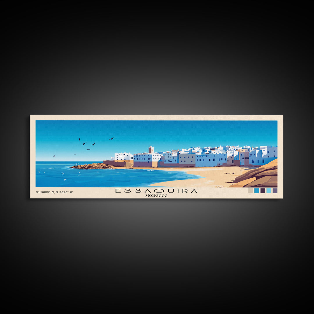 Essaouira, Morocco Panoramic Print, Vacation Gift, Morocco Wall Art, Beach Painting, Beach Decor, Beach Or Lakehouse Art