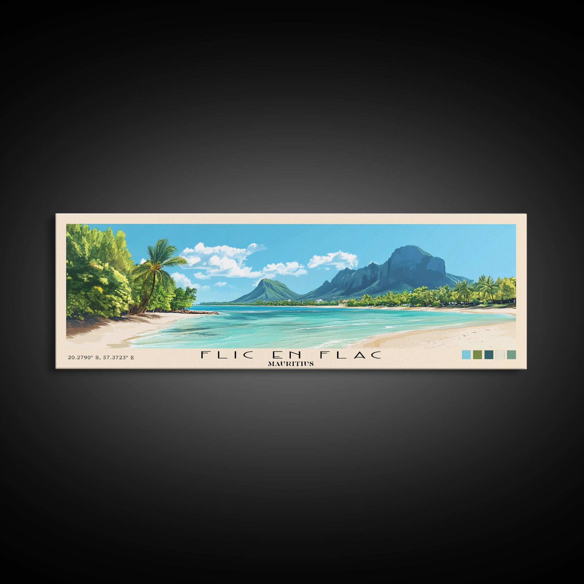 Flic en Flac, Mauritius Panoramic Print, Vacation Gift, Mauritius Wall Art, Vacation Wall Art, Vacatation Memories, Beach Decor, Beach Or Lakehouse Art