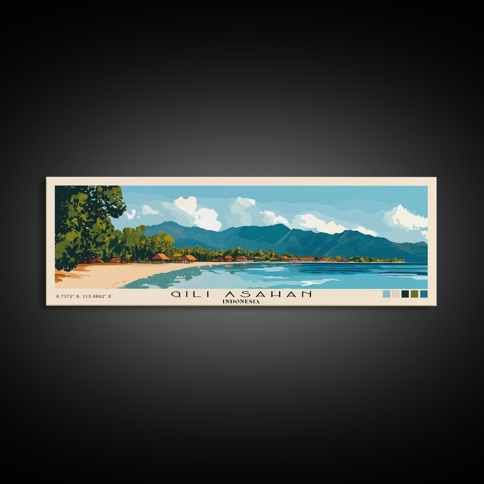 Gili Asahan, Indonesia Panoramic Print, Vacation Gift, Indonesia Wall Art, Vacation Wall Art, Vacatation Memories, Beach Decor, Beach Or Lakehouse Art