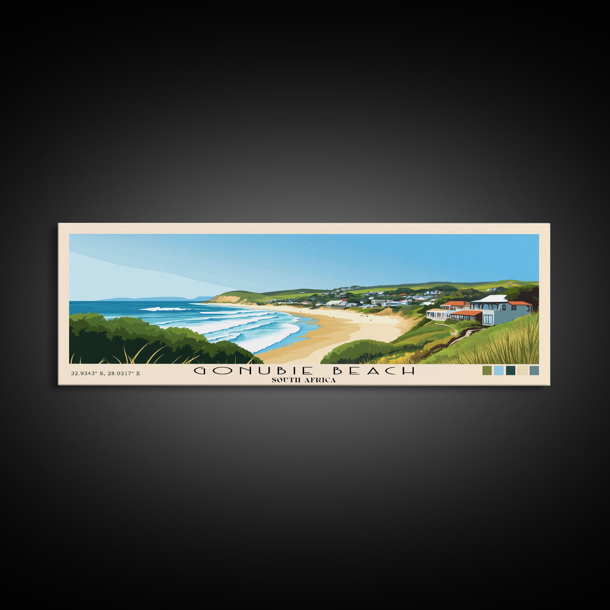 Gonubie Beach, South Africa Panoramic Print, Vacation Gift, South Africa Wall Art, Vacation Wall Art, Vacatation Memories, Beach Decor, Beach Or Lakehouse Art