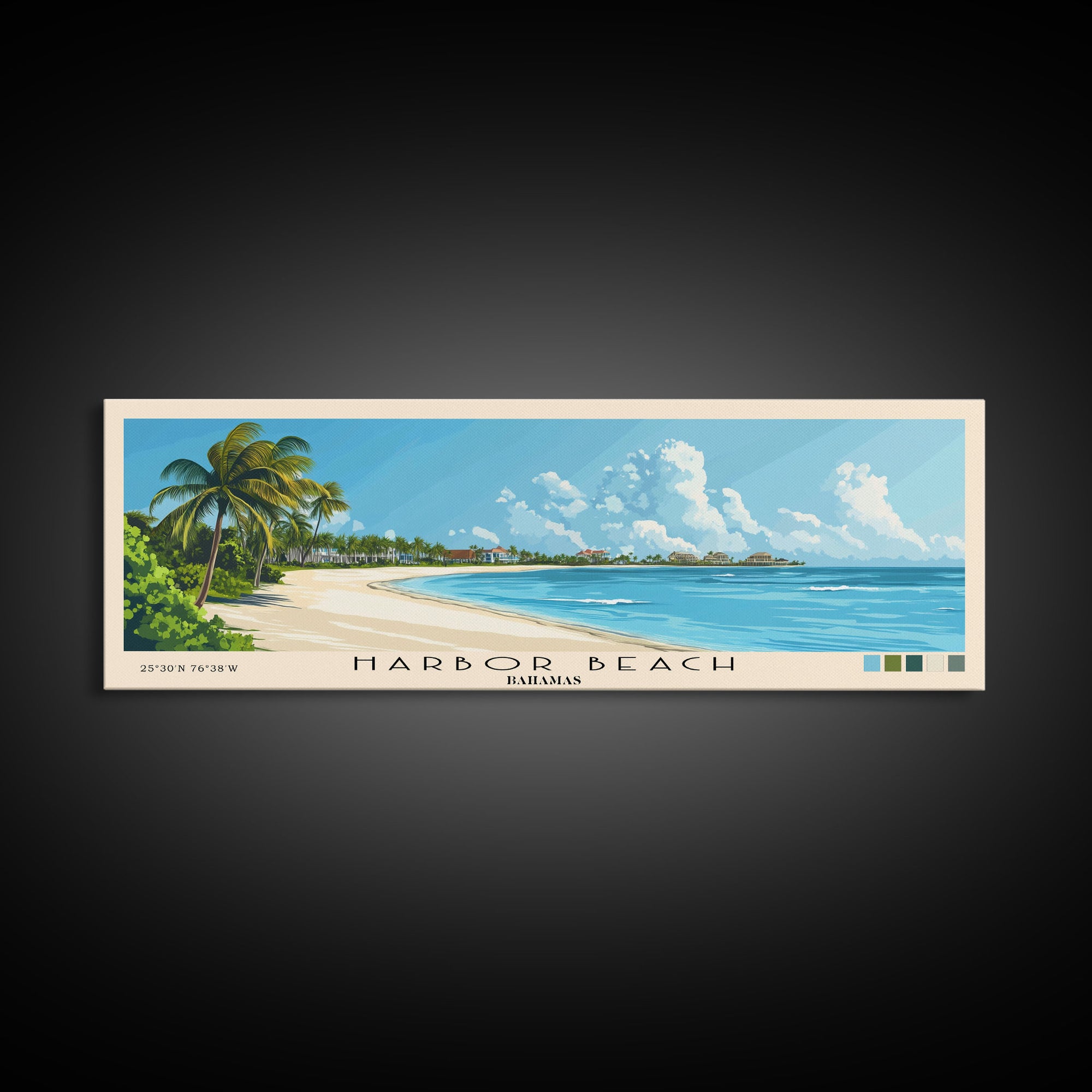 Harbor Beach, Bahamas Panoramic Print, Vacation Gift, Bahamas Wall Art, Beach Painting, Beach Decor, Beach Or Lakehouse Art