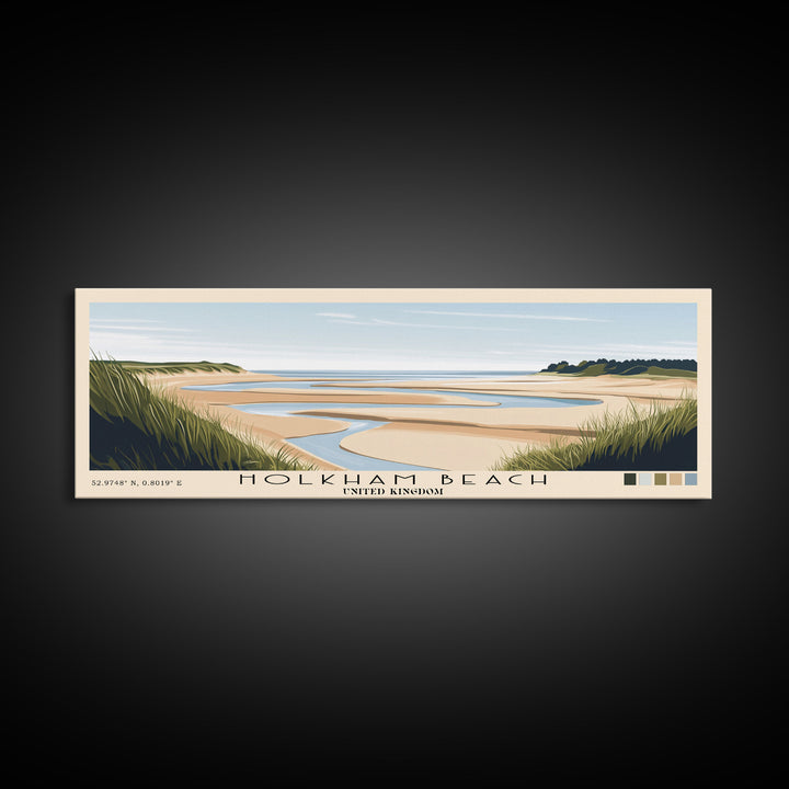 Holkham Beach, United Kingdom Panoramic Print, Vacation Gift, United Kingdom Wall Art, Beach Painting, Beach Decor, Beach Or Lakehouse Art