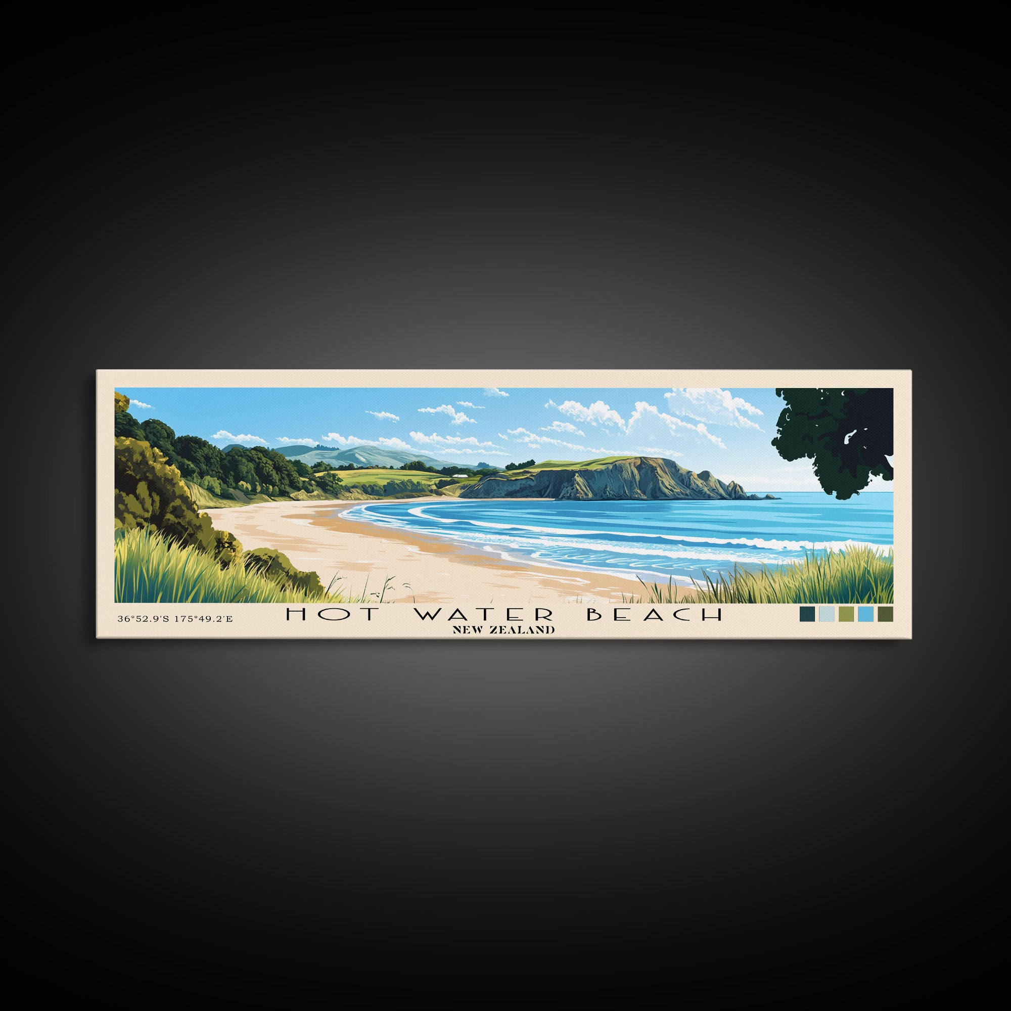 Hot Water Beach, New Zealand Panoramic Print, Vacation Gift, New Zealand Wall Art, Vacation Wall Art, Vacatation Memories, Beach Decor, Beach Or Lakehouse Art