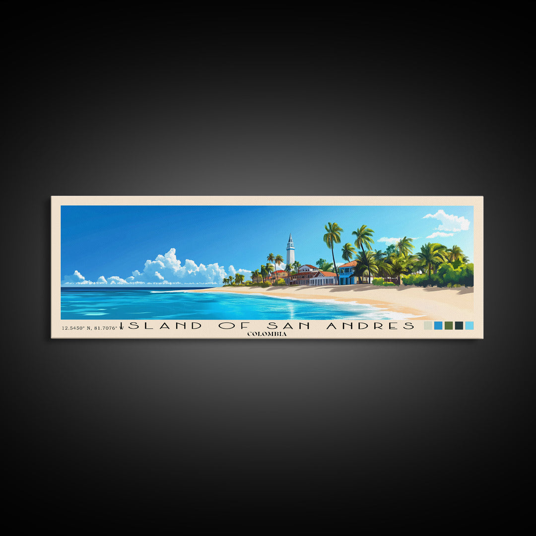 Island of San Andres, Colombia Panoramic Print, Vacation Gift, Colombia Wall Art, Vacation Wall Art, Vacatation Memories, Beach Decor, Beach Or Lakehouse Art