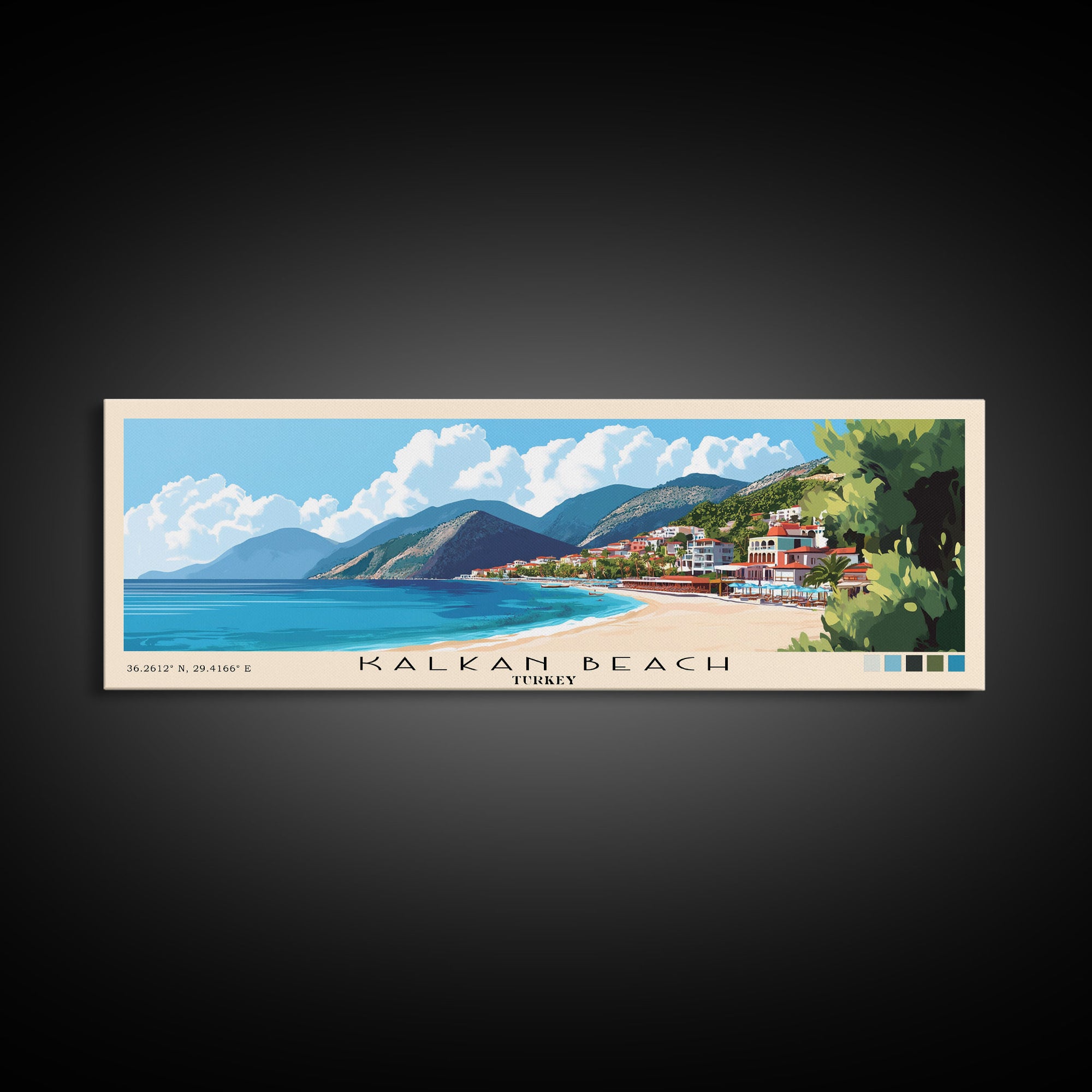 Kalkan Beach, Turkey Panoramic Print, Vacation Gift, Turkey Wall Art, Vacation Wall Art, Vacatation Memories, Beach Decor, Beach Or Lakehouse Art
