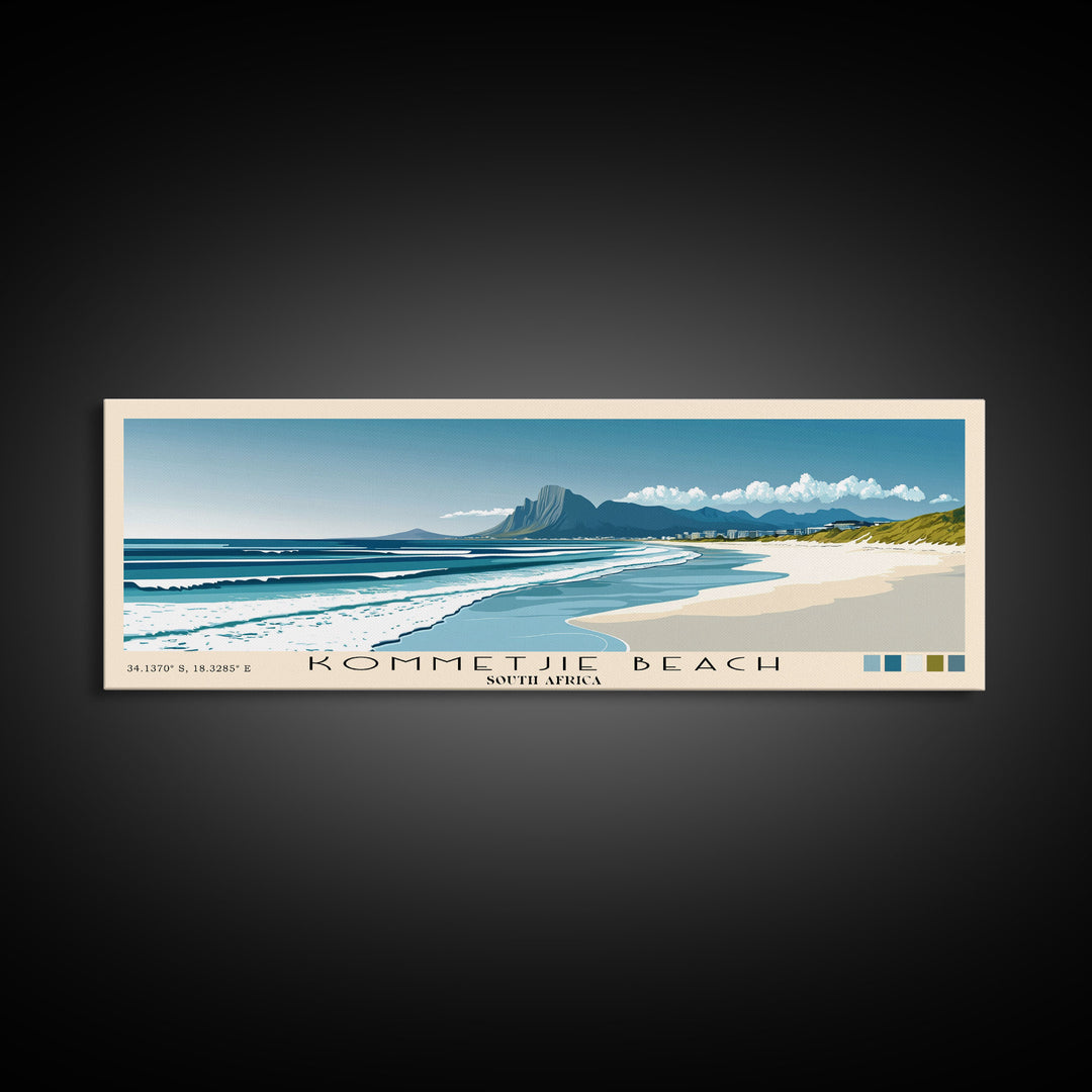 Kommetjie Beach, South Africa Panoramic Beach Print, Vacation Gift, South Africa Wall Art, Framed Canvas Print, Framed Beach Painting