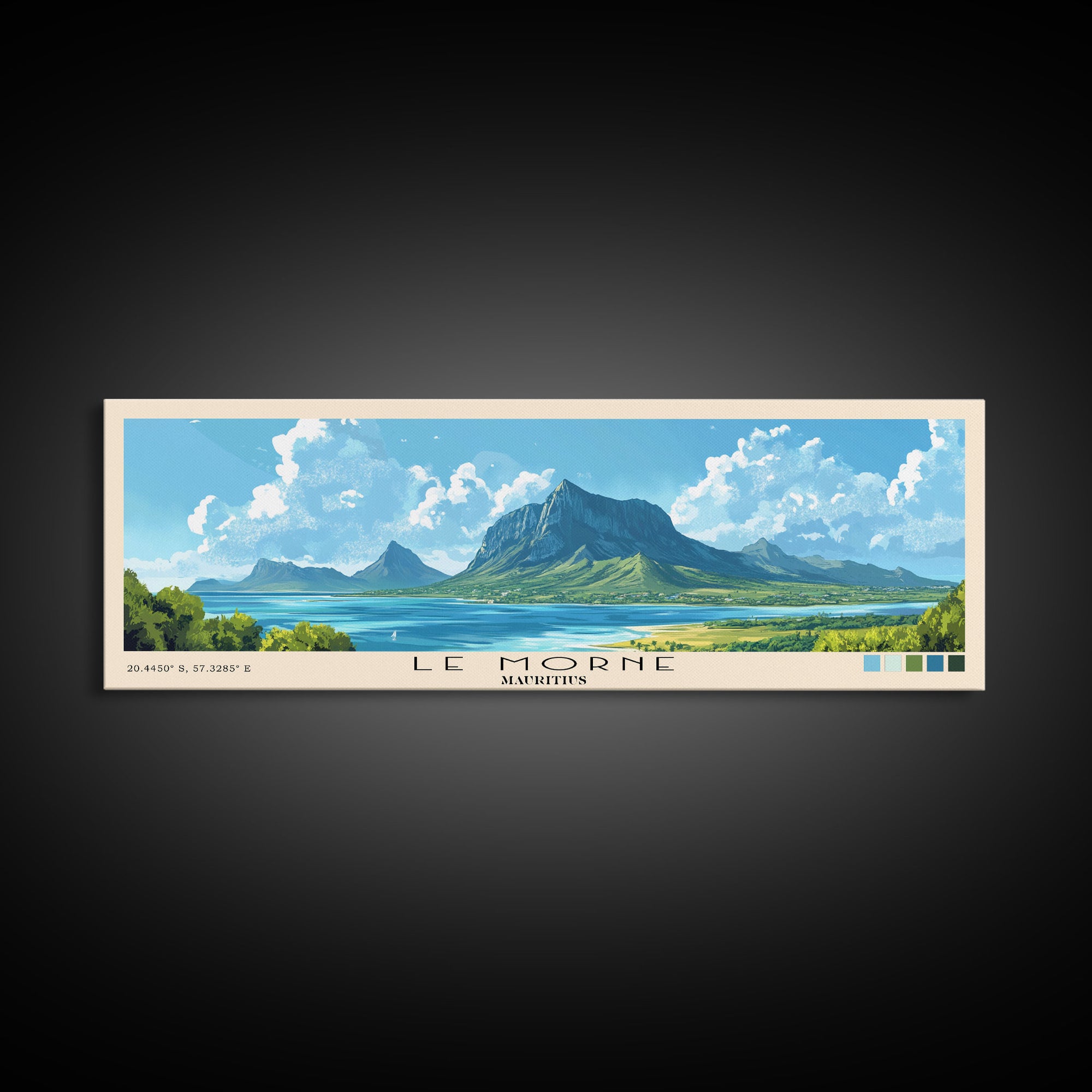 Le Morne, Mauritius Panoramic Print, Vacation Gift, Mauritius Wall Art, Beach Painting, Beach Decor, Beach Or Lakehouse Art