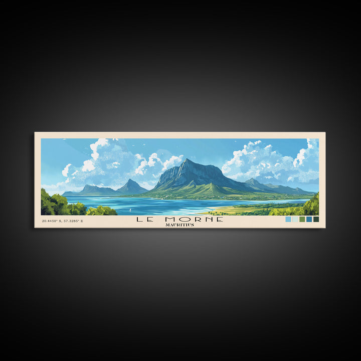 Le Morne, Mauritius Panoramic Print, Vacation Gift, Mauritius Wall Art, Beach Painting, Beach Decor, Beach Or Lakehouse Art