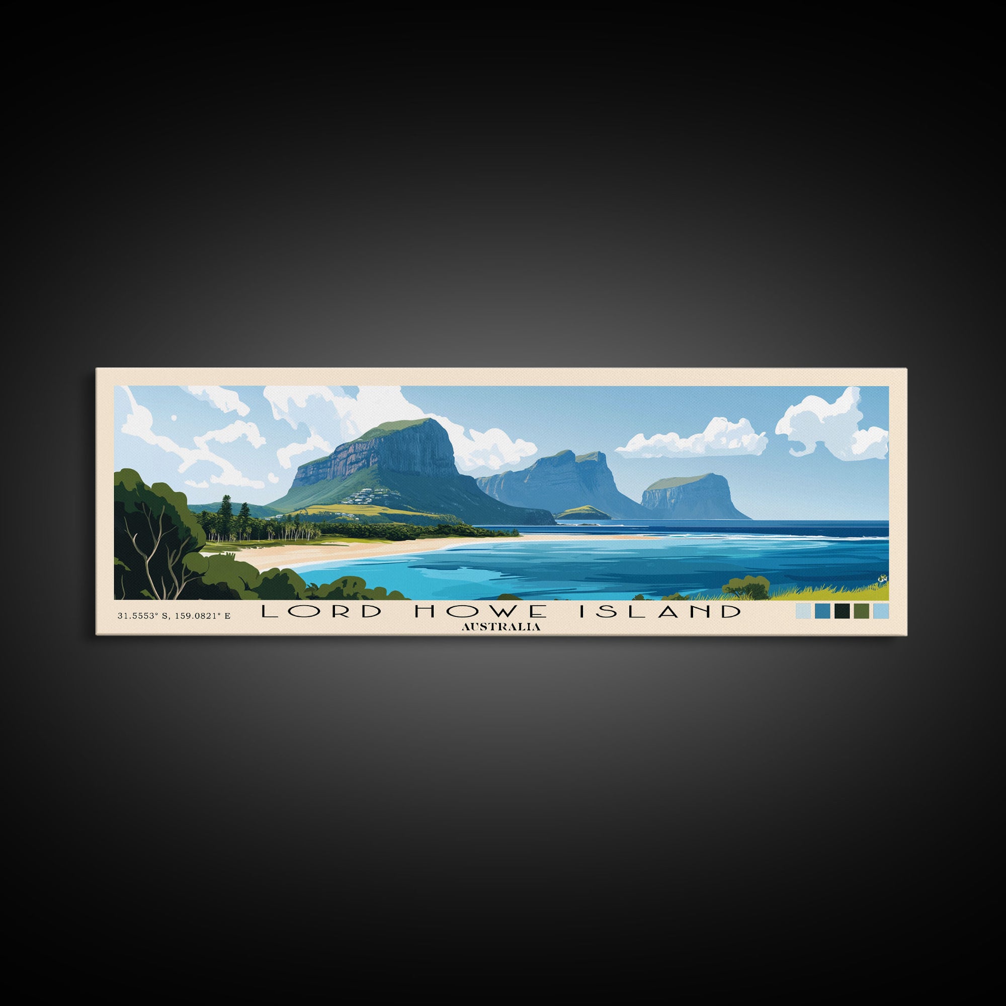 Lord Howe Island, Australia Panoramic Print, Vacation Gift, Australia Wall Art, Vacation Wall Art, Vacatation Memories, Beach Decor, Beach Or Lakehouse Art
