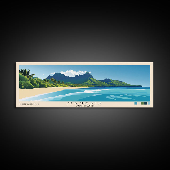 Mangaia, Cook Islands Panoramic Print, Vacation Gift, Cook Islands Wall Art, Beach Painting, Beach Decor, Beach Or Lakehouse Art