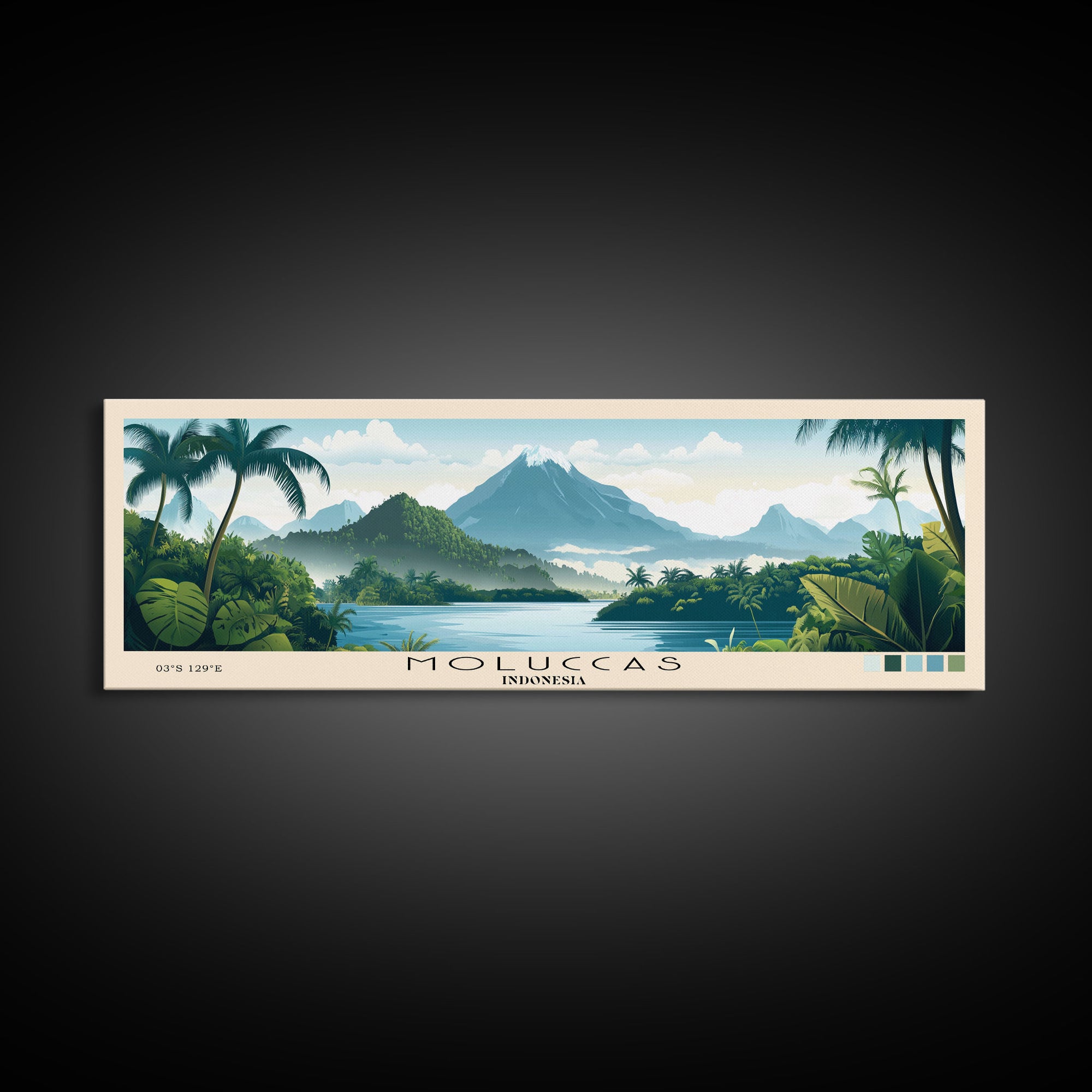 Moluccas, Indonesia Panoramic Beach Print, Vacation Gift, Indonesia Wall Art, Beach Painting, Beach Decor, Beach Painting