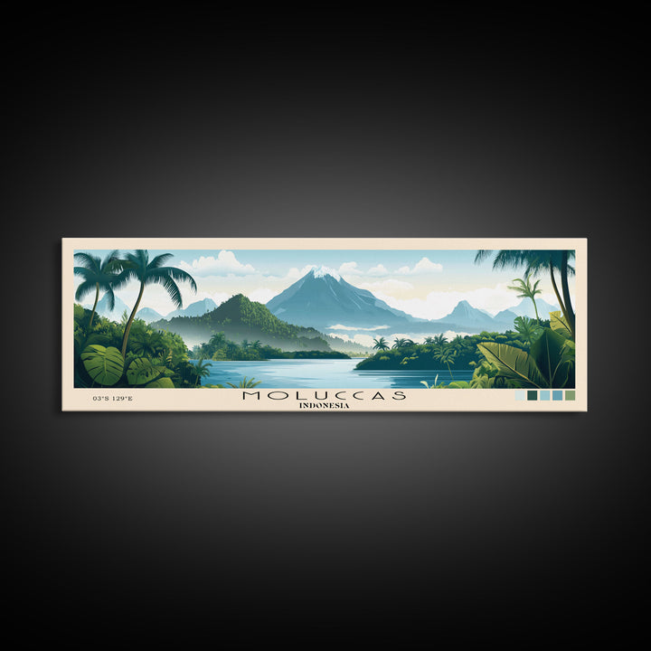 Moluccas, Indonesia Panoramic Beach Print, Vacation Gift, Indonesia Wall Art, Beach Painting, Beach Decor, Beach Painting