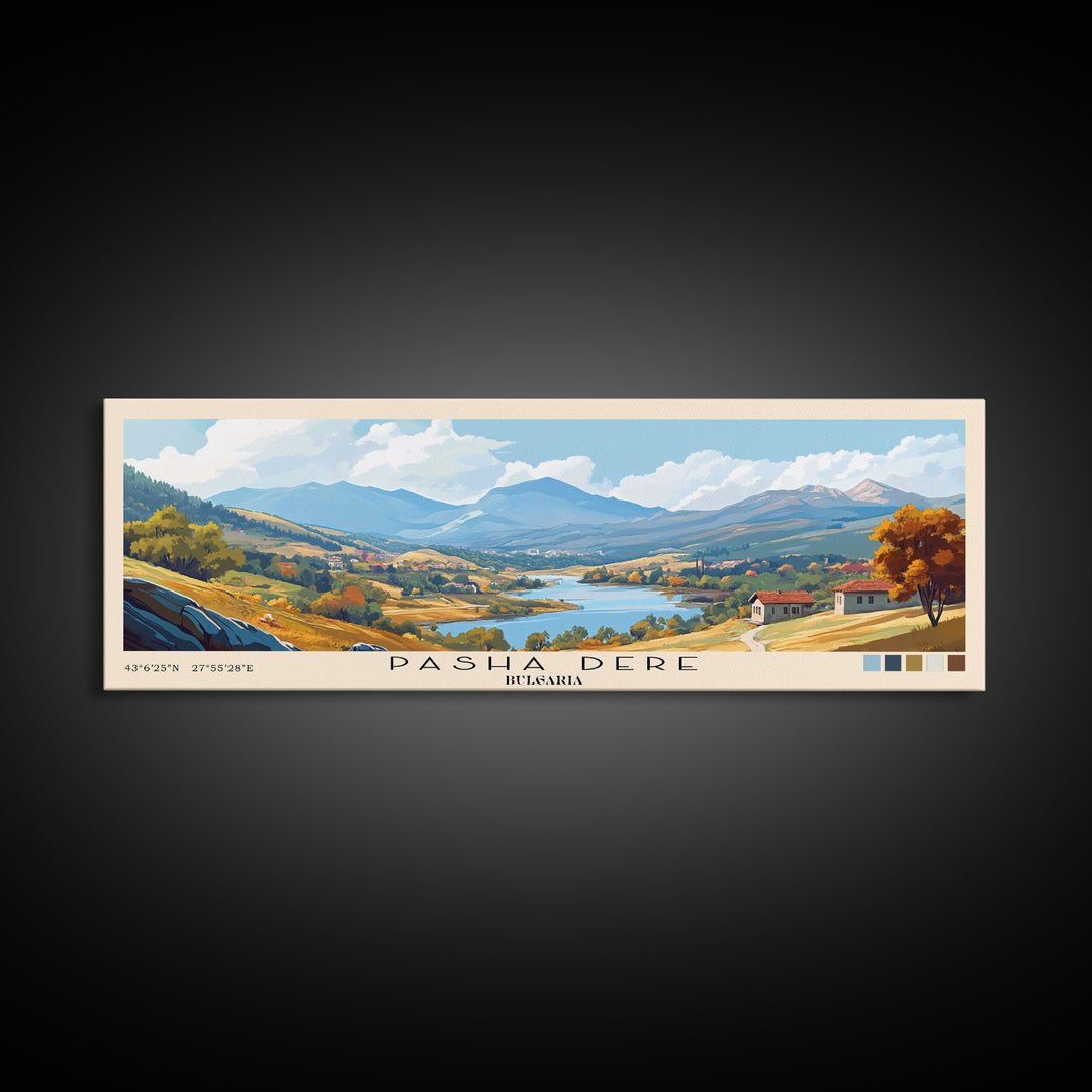Pasha Dere, Bulgaria Panoramic Beach Print, Vacation Gift, Bulgaria Wall Art, Beach Painting, Beach Decor, Beach Painting