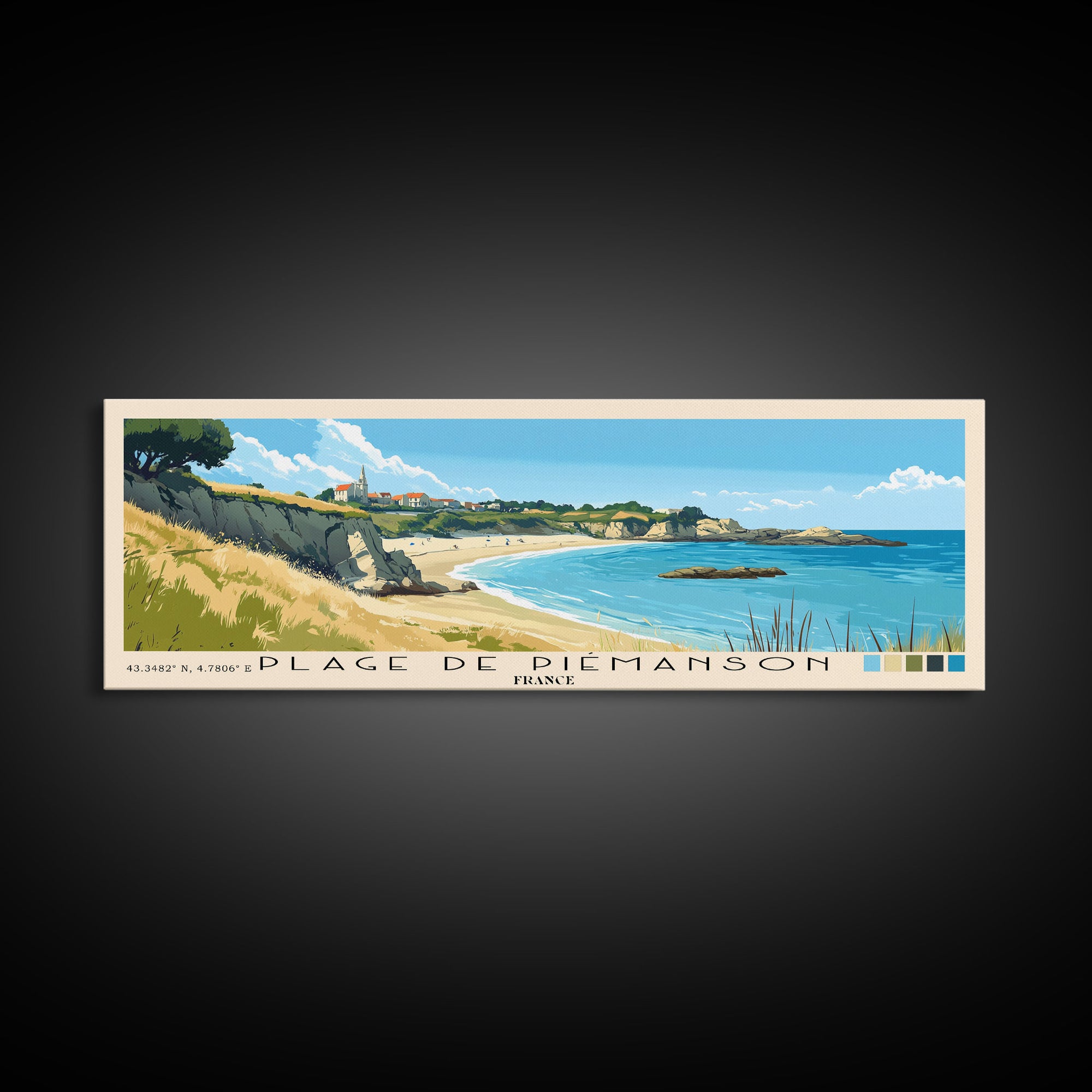 Plage de Piémanson, France Panoramic Print, Vacation Gift, France Wall Art, Beach Painting, Beach Decor, Beach Or Lakehouse Art