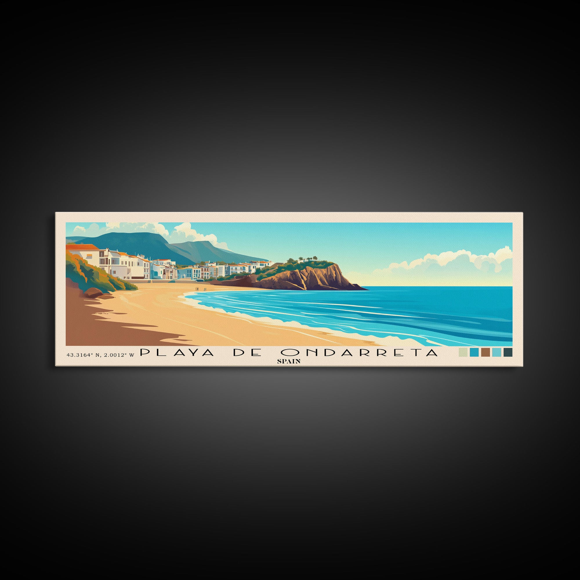 Playa de Ondarreta, Spain Panoramic Print, Vacation Gift, Spain Wall Art, Vacation Wall Art, Vacatation Memories, Beach Decor, Beach Or Lakehouse Art