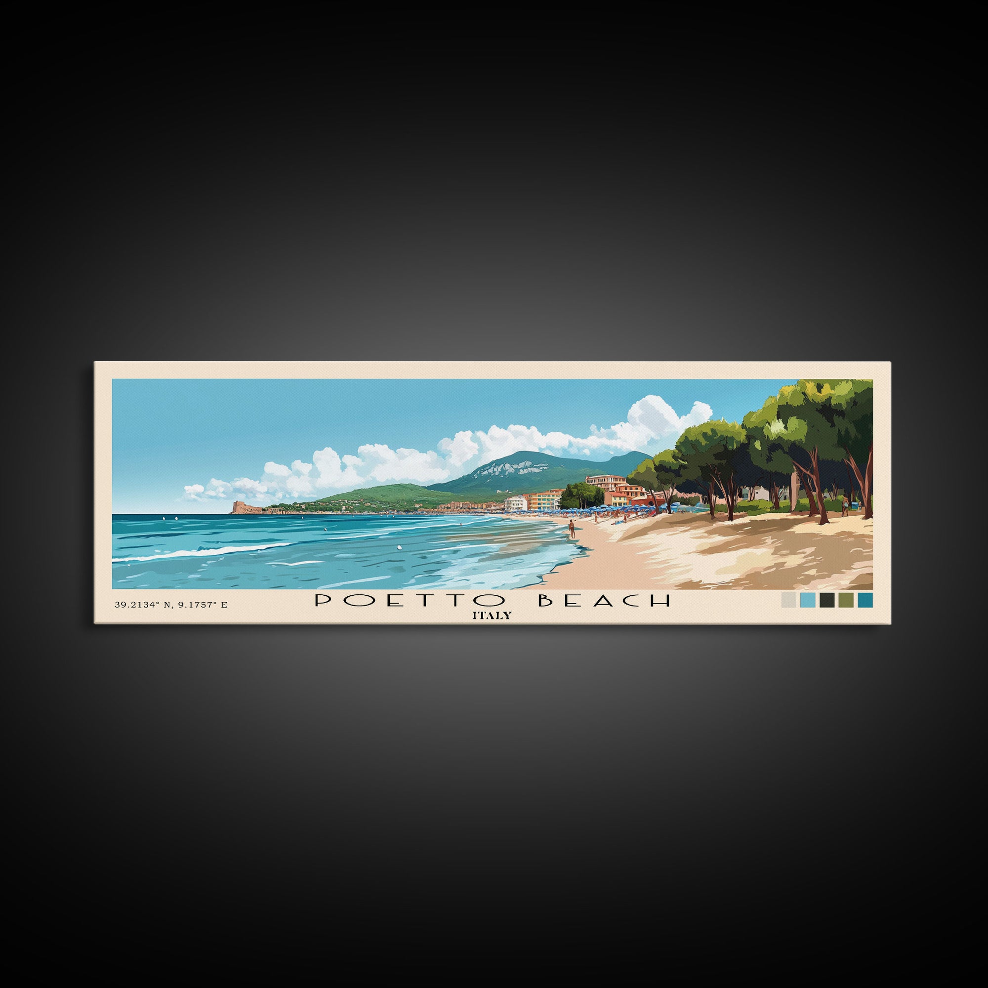 Poetto Beach, Italy Panoramic Print, Vacation Gift, Italy Wall Art, Vacation Wall Art, Vacatation Memories, Beach Decor, Beach Or Lakehouse Art